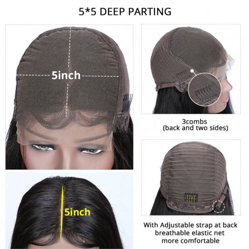 Straight 5x5 Closure Wig